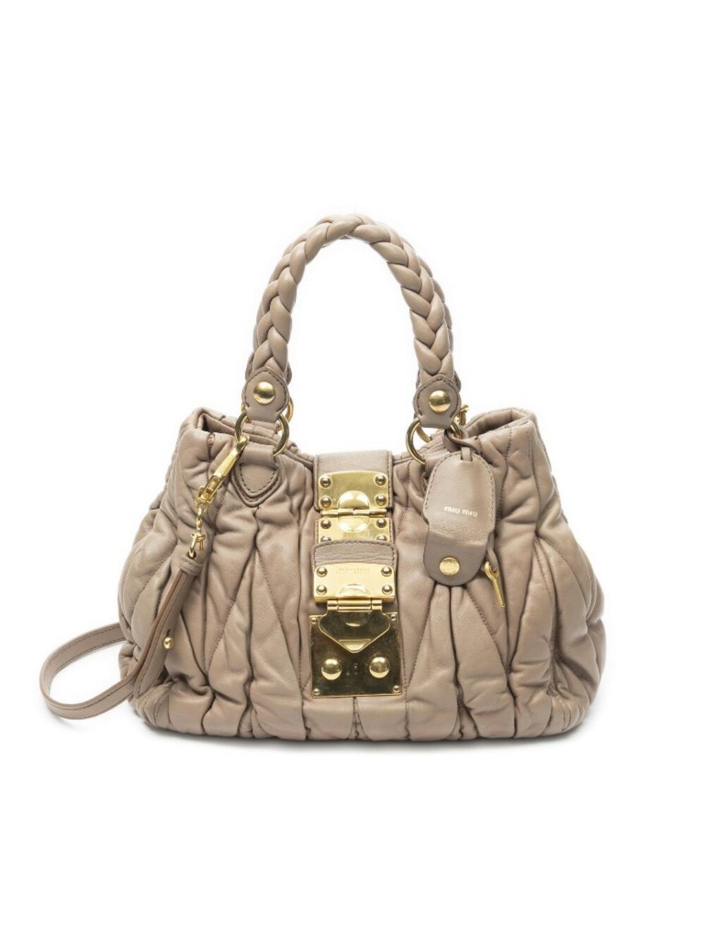 Miu Miu Way Handbag Dusty Pink Matelasse Leather